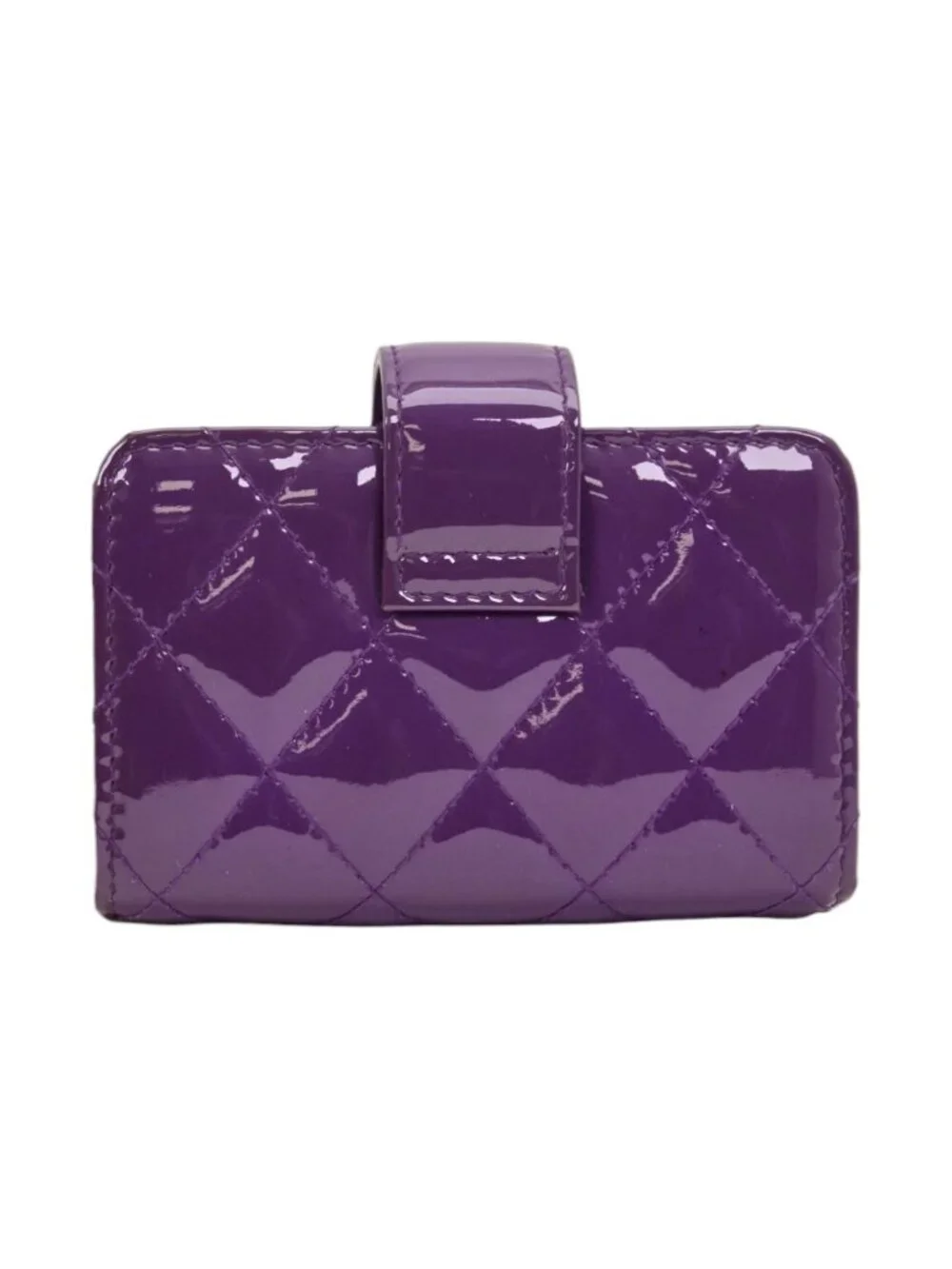 Chanel Purple Patent Quilted Accordion Card Holder